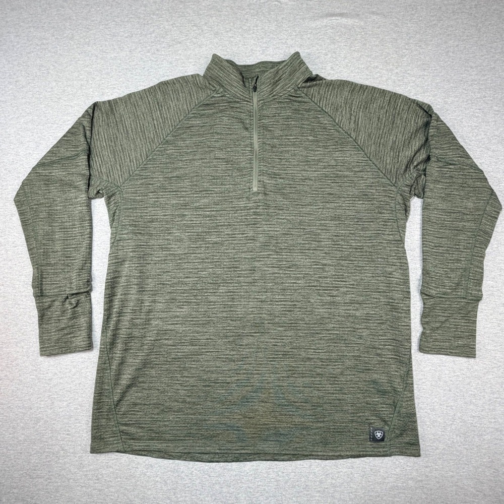 Ariat Rebar Gridwork Baselayer 1/4 Zip Long Sleeve T-Shirt Green Mens XXLT